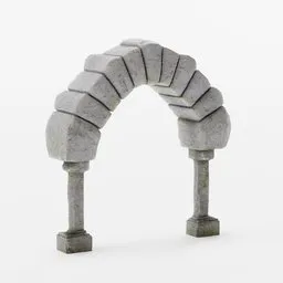 Low-poly Blender 3D stone arch model with 2k PBR texture for medieval scenes.