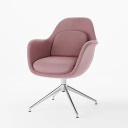 "3D model of Fredericia Swoon Dining Swivel base furniture by Space Copenhagen in Blender 3D. Soft, organic lines and sculptural silhouette with a pink seat and metal base design inspired by Carl-Henning Pedersen."