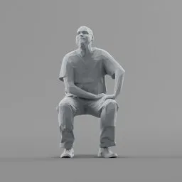 Lowpoly Construction Worker sitting