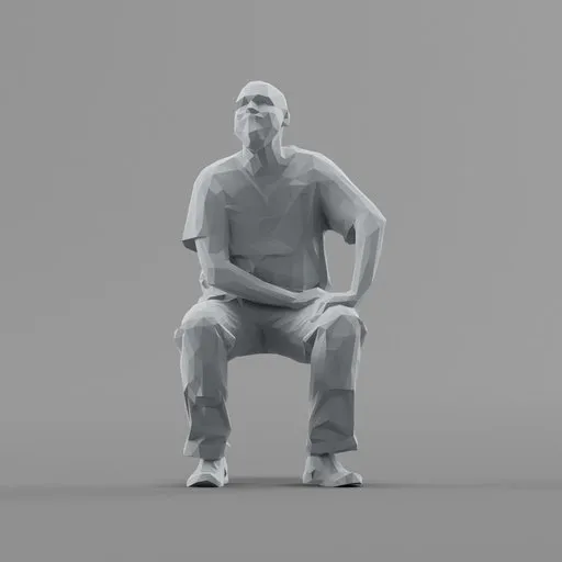 Lowpoly Construction Worker sitting