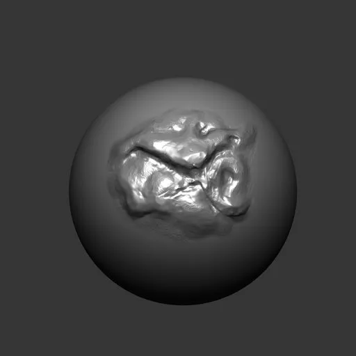 3D sculpting brush for Blender creating realistic metal damage, suitable for characters and environments.