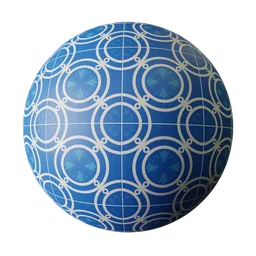 Blue and white patterned ceramic tile PBR material for 3D rendering in Blender and other CG applications.