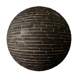 Seamless PBR texture for 3D modeling in Blender, high-quality black brick wall surface with realistic details for architectural visualization.