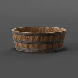 Realistic wooden brewer pool 3D model, detailed for Blender rendering, suitable for brewing scenes.