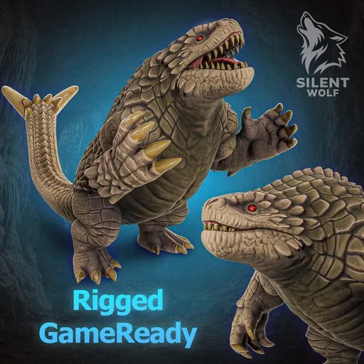 Rock Lizard Creature Rigged Animated