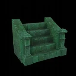 "Stone stairs 3D model in historical style for Blender 3D. Inspired by Hogwarts stairwell and Ken Kelly, this in-game model features low quality stone steps suitable for platformers and display items. From Lineage 2 to World of Fire and Blood, this 3D object is perfect for adding a touch of realism to your game or project."