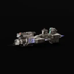 Detailed low-poly 3D model of a futuristic space cruise ship with intricate design, suitable for Blender renderings.