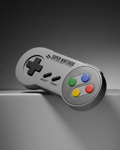 Retro SNES Game Console Controller Asset