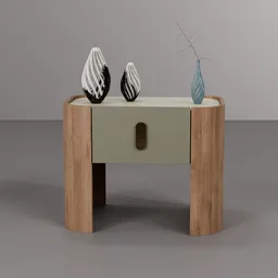 Modern Curved Wooden Bedside Table/Decor