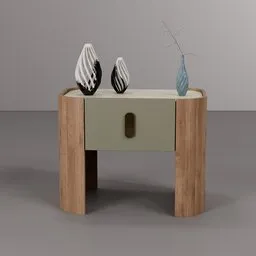 Modern Curved Wooden Bedside Table/Decor