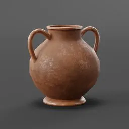 High-resolution 3D Blender model of a rustic terracotta vase with handles, ideal for digital medieval scene decor.