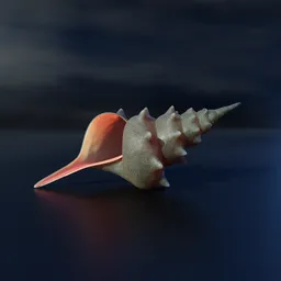 "Painterly Snail Seashell 3D Model for Blender 3D: Inspired by Maximilian Cercha and Constant Permeke, rendered in Octane and Unreal Engine 5 with dramatic night lighting and stylistic blur. This animal 3D model features an empty conch shell with sharp nose and rounded edges."