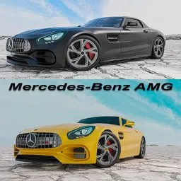 Detailed 3D model of a rigged Mercedes car, customizable color, with openable doors, Blender compatible.