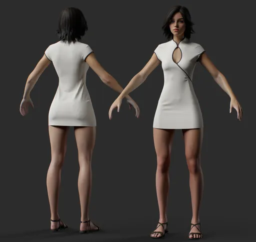 Female Mini Dress with Contrast Piping