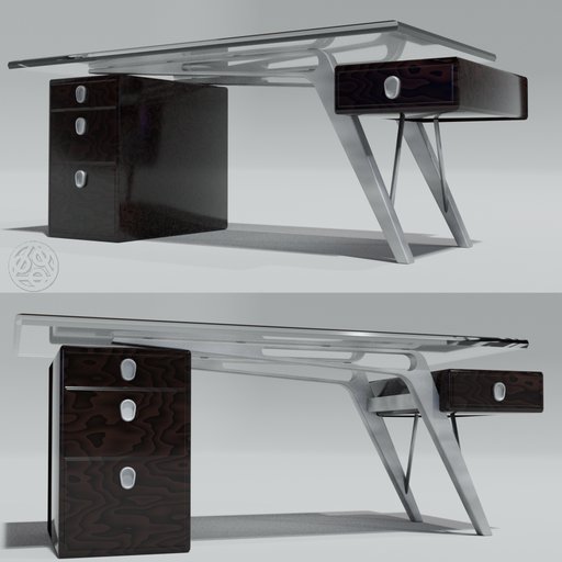 Jetson Glass Top Desk by DJH FREE Desks models BlenderKit