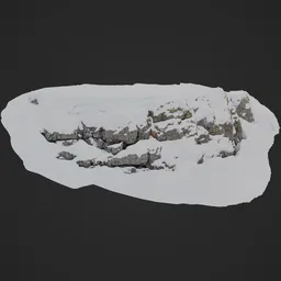 High-detail 3D scan of snowy granite rocks for Blender environment modeling