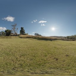 360-degree panoramic HDR image of Belfast Farmhouse with clear skies for scene lighting.