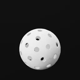 Detailed 3D model of a white Pickleball with holes, optimized for Blender, suitable for sports simulations.