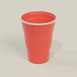 "3D model of a classic red Solo Cup, perfect for food and drink scenes in Blender 3D. Inspired by Mac Conner album art, this untextured model features Vray shading and a white rim. Ideal for recreating Fraternity party scenes."