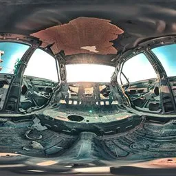 Burnt Vehicle Interior Industrial Area