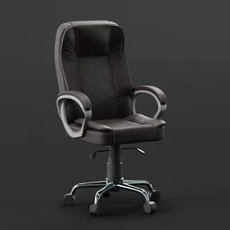 High-quality 3D model of a black executive office chair, compatible with Blender rendering.