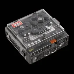 Highly detailed Blender 3D model featuring a vintage Sony tape recorder with realistic textures and components.