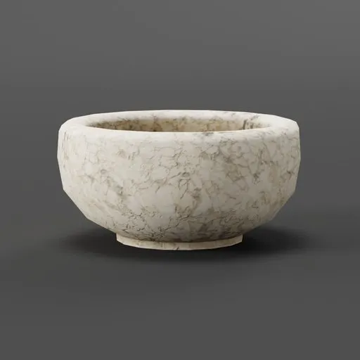 Detailed 3D-rendered herbal bowl, textured for realistic old-world apothecary settings, suitable for Blender visuals.
