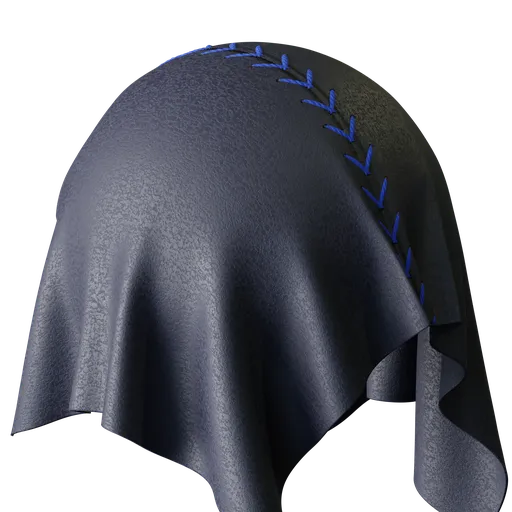 Navy Goat Leather with Chevron Stitch