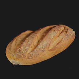 "3D model of a delicious bread with seeds, rendered in unreal engine by Corneille using Blender 3D software. Ideal for food-related projects and recipe displays. 8k resolution for stunning details."