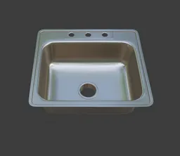 High-quality 3D model of a stainless steel kitchen sink designed for Blender, perfect for virtual interior design.