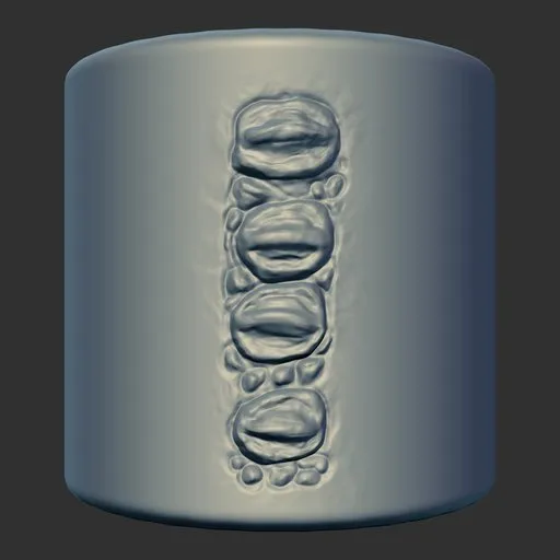 ER Dragon Brush 60 imprint of reptilian scales pattern, ideal for 3D sculpting detailed dragon skin textures in Blender.