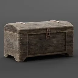"High-quality wooden chest 3D model with a realistic look and metal latch, perfect for hiding valuables. Ideal for Blender 3D users seeking a simple nostalgic design, the low polygon effect coupled with ambient occlusion rendering creates a beautiful and atmospheric image."