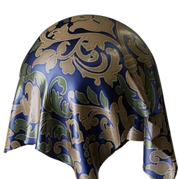 Victorian Blue Patterned Wall Fabric