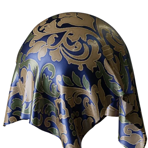 Victorian Blue Patterned Wall Fabric