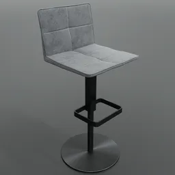 High-quality 3D-rendered modern leather bar stool with customizable material for Blender artists.