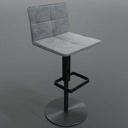 "Bar-chair stool with a modern design and soft leather material, customizable color variation for Blender 3D. Grey shift and bump mapping for a realistic texture. Perfect for pub and merchant stand furniture design."