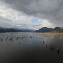 Lake and Mountain Landscape Cloudy