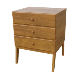 Modern Blender 3D wooden nightstand with realistic textures, ideal for virtual interior design enhancement.