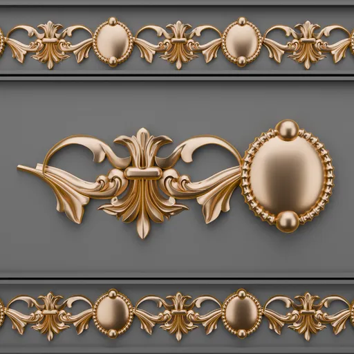 Detailed 3D gold classic ornament for Blender, enhancing project speed and quality with intricate design.