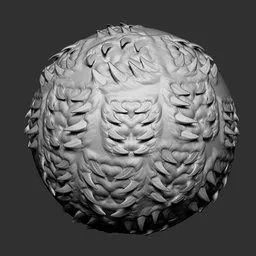 3D sculpted sphere with intricate maw pattern created using NS Creature Details anatomy brush