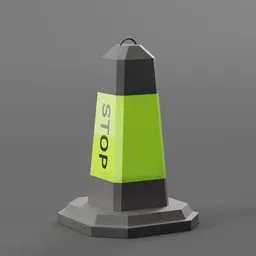 Detailed 3D traffic cone model with "STOP" sign, optimized for Blender rendering.