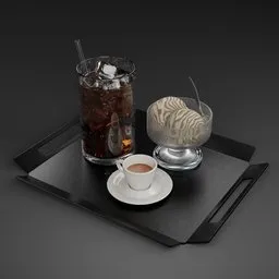Modern Café Dessert Set on Black Tray
