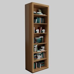 "Cartoon wardrobe closet 3D model created with Blender 3D software. Perfect for interior design projects. Features a tall bookcase filled with books and an electronic case display."