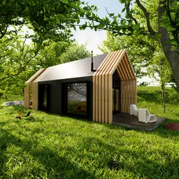 Modern Barn Cabin in Forest