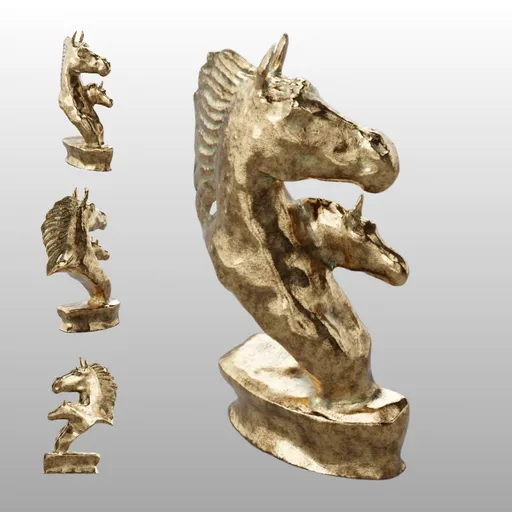 Bronze horse head bust statue