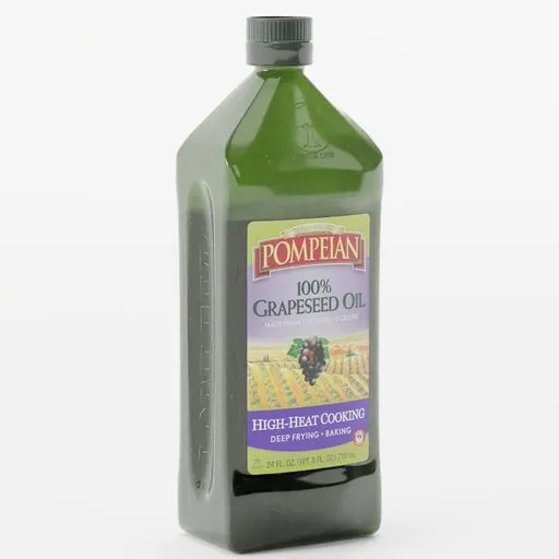 Detailed 3D rendered model of a grapeseed oil bottle, meticulously crafted in Blender with a realistic label texture.