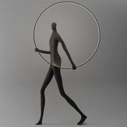 "Modern Decorative Standing Ring Light in Elongated Human Figurine - 3D Model for Blender 3D. Sculpture Category."