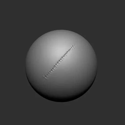 3D sculpting brush effect for stitched tear on fabric, compatible with Blender, enhances model detail.
