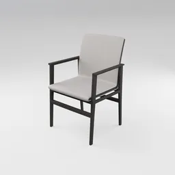 High-quality, minimalist Blender 3D model of a sleek chair with a slender black frame and cushioned seat.