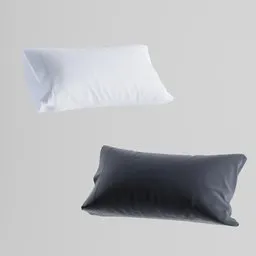 "Hyper-realistic 3D model of two classic pillows in white and black for Blender 3D. Created with high-quality stock images and inspired by the artwork of Eero Järnefelt."
